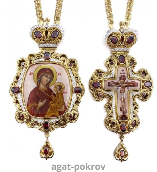 2.7.1130лп-2/113лп-К Архиерейский наперсный комплект (Тихвинская с красными камнями)