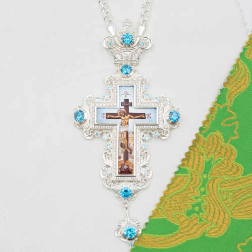 2.7.2563л-2/1л-К Архиерейский комплект наперсный латунный в серебрении фото 12