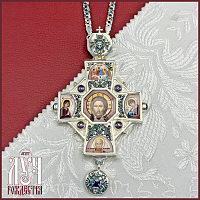 2.10.0411лр-2/1лр Крест наперсный латунный с фиолетовыми камнями в серебрении