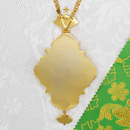 2.7.2395лп-2/1лп Панагия латунная с красными камнями в позолоте фото 3