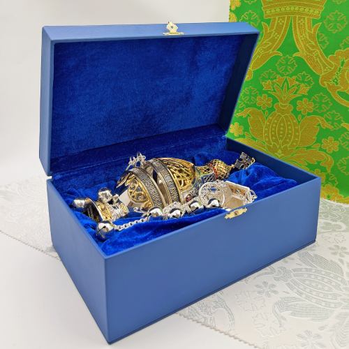 2.7.1926лфр Кадило латунное с красными камнями в позолоте фото 3