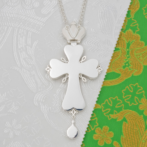 2.10.0556л/1л Крест наперсный латунный с белыми камнями в серебрении фото 6 2.10.0556л/1л Крест наперсный латунный с белыми камнями в серебрении фото 6