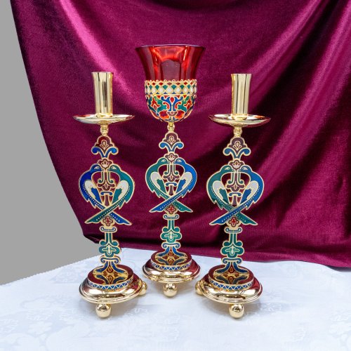 2.7.2672лпэ-К Набор напрестольный - лампада и подсвечники 2.7.2672лпэ-К Набор напрестольный - лампада и подсвечники