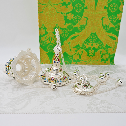 2.7.1945лэ Кадило латунное с эмалью в серебрении фото 8