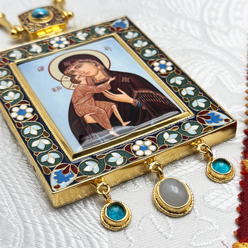 2.7.2512лп-2/64лп-М Панагия латунная в позолоте с цепью фото 4