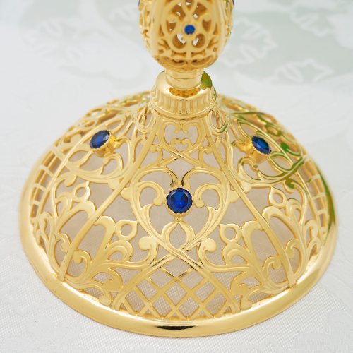 2.7.2669лп-К Напрестольный комплект латунный с синими камнями в позолоте фото 3 2.7.2669лп-К Напрестольный комплект латунный с синими камнями в позолоте фото 3