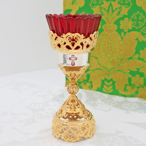 2.7.0353лф Лампада латунная в позолоте и серебрении фото 11