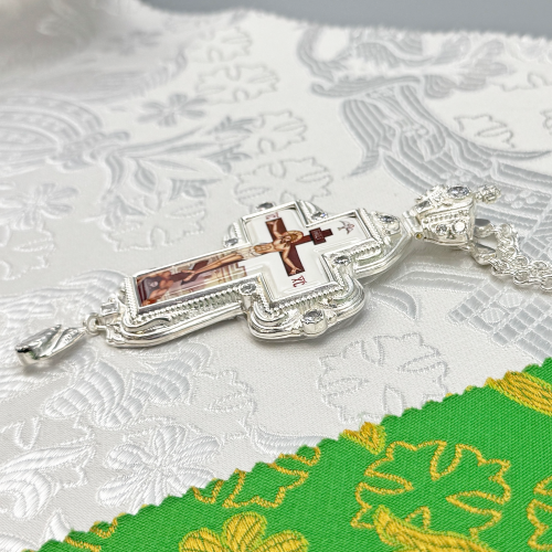 2.10.0285л-2/1л Крест наперсный в серебрении с цепью фото 7