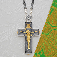 2.10.0722лфр/1лр Крест наперсный латунный с патинированием в серебрении и фрагментарной позолоте