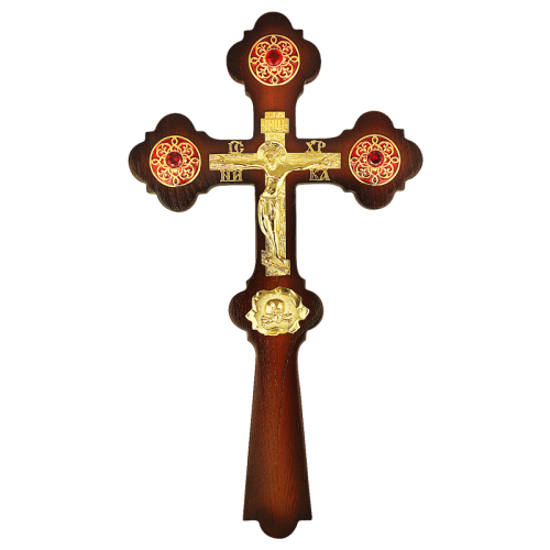 2.7.0597лп Крест из латуни на дереве в позолоте