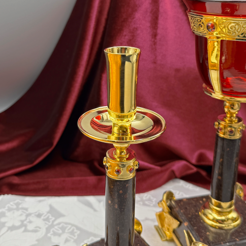 2.7.2664лпч-К Набор напрестольный - лампада и подсвечники в позолоте с акриловыми ножками фото 10