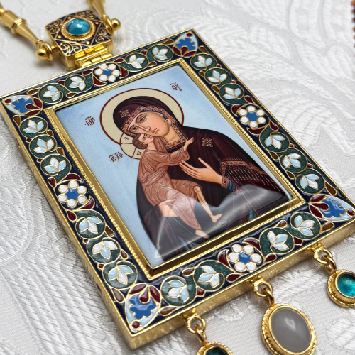 2.7.2512лп-2/64лп-М Панагия латунная в позолоте с цепью фото 2