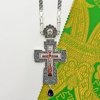 2.10.0622лр-2/64лр Крест наперсный латунный со вставкой в серебрении