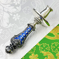 2.7.2684лрэ Подсвечник ручной латунный с эмалью в серебрении