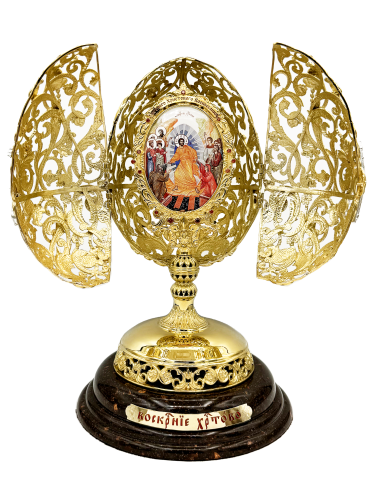 2.13.0229лп Настольный сувенир - яйцо Пасхальное  латунное в позолоте. фото 2