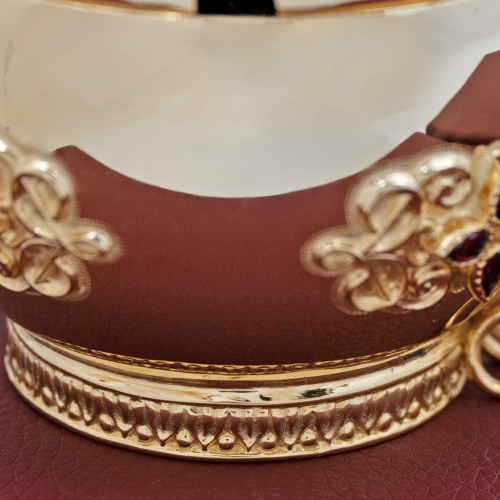 2.7.0527лп Ладанница с ручкой латунная в позолоте со вставками фото 5