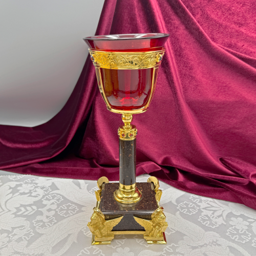 2.7.2664лпч-К Набор напрестольный - лампада и подсвечники в позолоте с акриловыми ножками фото 4