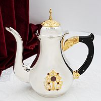 2.7.0829лф Чайник для теплоты латунный с красными камнями и фрагментальной позолотой