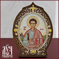 2.78.0910л Икона настольная - Святой Апостол Филипп из дерева и ювелирного сплава в серебрении