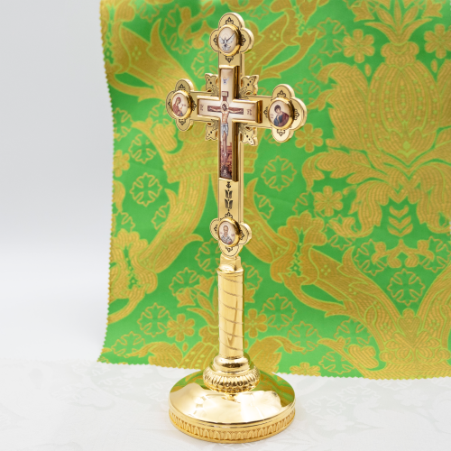 2.7.2829лп-2 Крест настольный латунный в позолоте фото 2