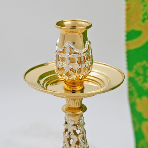 2.7.1602лф Подсвечник латунный с фрагментарной позолотой фото 2