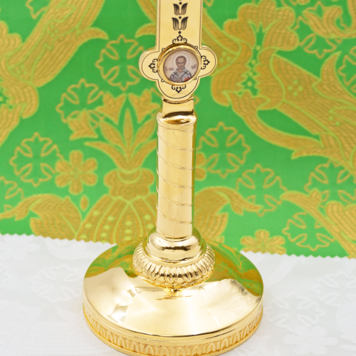 2.7.2829лп-2 Крест настольный латунный в позолоте фото 4