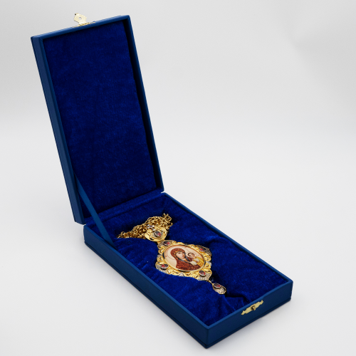 2.7.1334лп-2/1лп Панагия латунная в позолоте с и цепью фото 7