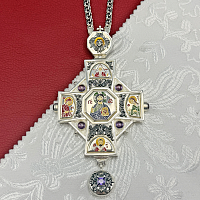 2.10.0411лр-28/1лр Крест наперсный с фиолетовыми камнями в серебрении