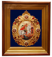 2.14.0169лжэ-6 Икона настенная - святой великомученик Георгий Победоносец