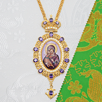 2.7.2846лп-2/1лп Панагия латунная с фиолетовыми камнями в позолоте