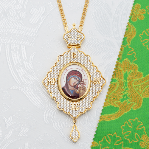 2.7.2334лп-2/1лп-К Архиерейский комплект латунный с белыми камнями в позолоте фото 2