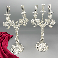 2.7.2152л-К Набор дикирий трикирий латунный с белыми камнями в серебре