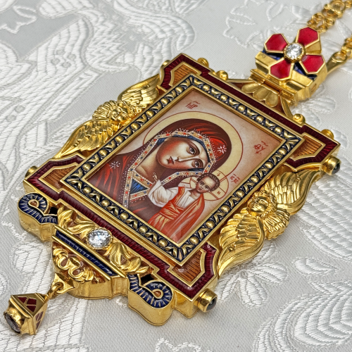 2.7.2708лп-18/155лп-М Панагия латунная с красными камнями в позолоте фото 6 2.7.2708лп-18/155лп-М Панагия латунная с красными камнями в позолоте фото 6