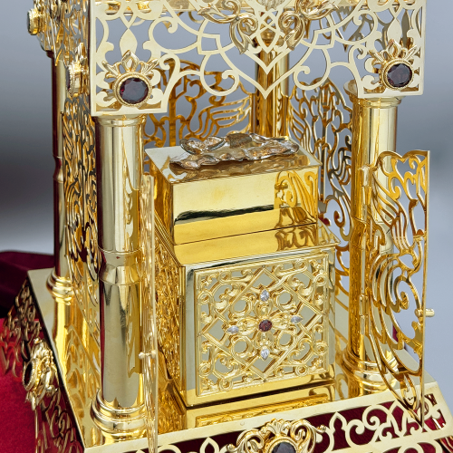 2.7.1515лп-К фото 7 2.7.1515лп-К Дарохранительница латунная с красными камнями в позолоте купить фото 7