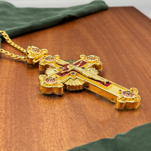 2.10.0618лпэ/1лп Крест наперсный в позолоте с эмалью фото 6