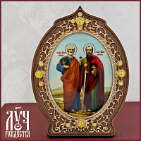 2.78.0927л Икона настольная в серебре - Святые Апостолы Петр и Павел