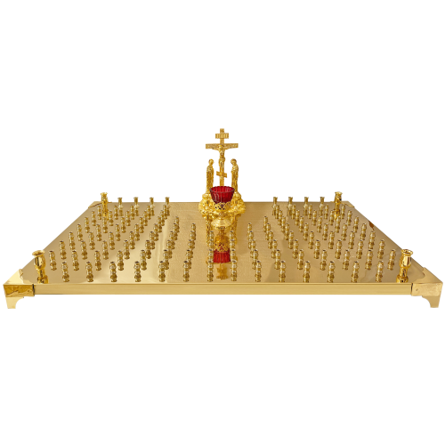 2.7.2979лпж Крышка панихидного стола стол на 120 свечей с литьевой голгофой и лампадой 