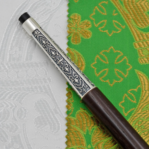 2.7.2577лрч Жезл латунный с фиолетовыми камнями и жемчугом в серебре фото 4 2.7.2577лрч Жезл латунный с фиолетовыми камнями и жемчугом в серебре фото 4