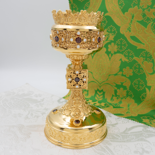 2.7.0694лп-К Напрестольный комплект с красными камнями в позолоте фото 3