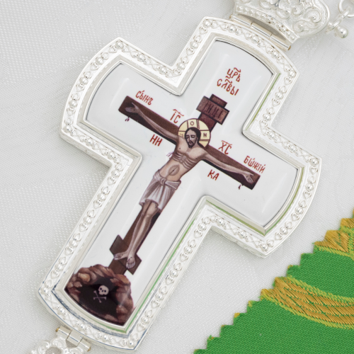 2.10.0692л-2/1л Крест наперсный в серебрении фото 6