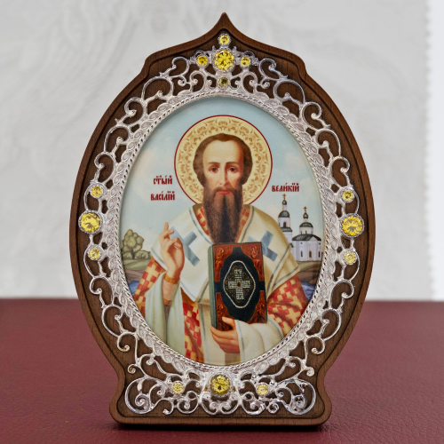 2.78.0923л Икона настольная латунная Святитель Василий Великий фото 2