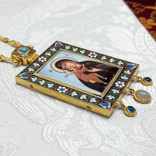 2.7.2512лп-2/64лп-М Панагия латунная в позолоте с цепью фото 3