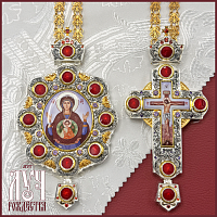 2.7.0987лфэ-2/41лп-К Архиерейский наперсный комплект в серебрении с фрагментальной позолотой