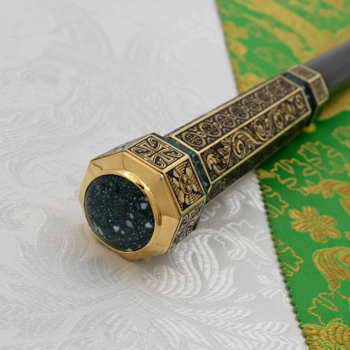 2.7.2932лпч Посох латунный с акрилом в позолоте фото 8