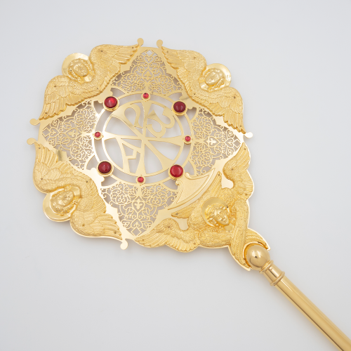 2.7.2234лп-4-К Рипиды латунные с красными камнями в позолоте (комплект 2 шт.) фото 6