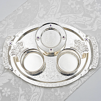 2.7.1303л-К Набор для архиерейской запивки латунный с фиолетовыми камнями в серебрении