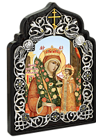 2.78.0875л Настольная икона -латунная - Богородица Неувядаемый Цвет.