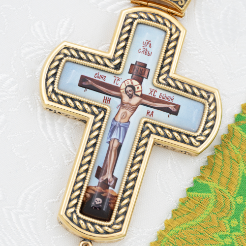 2.10.0548лпр-2/1лп Крест наперсный латунный с голубыми камнями в позолоте фото 6 2.10.0548лпр-2/1лп Крест наперсный латунный с голубыми камнями в позолоте фото 6
