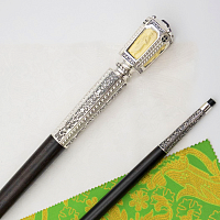 2.7.2189лнр-11 Посох латунный в серебрении с натуральными камнями