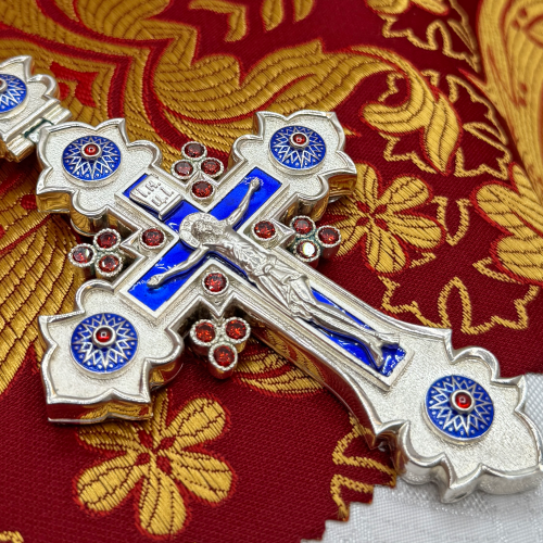 2.10.0616лэ/1л Крест наперсный в серебрении с эмалью фото 5 2.10.0616лэ/1л Крест наперсный в серебрении с эмалью фото 5